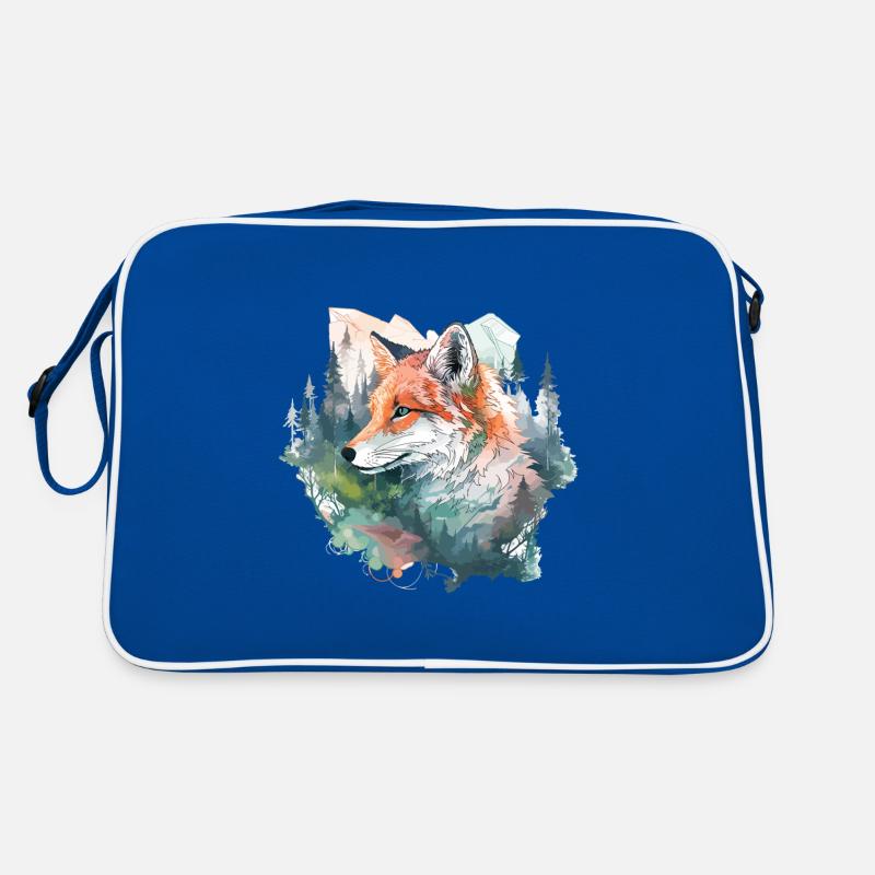 Fox Fox Head Nature Wilderness Forest Trees Mountains Retro Bag