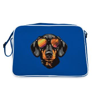 Teckel Tête De Chien Portrait Teckel - Sac Retro - bleu/blanc - Dos