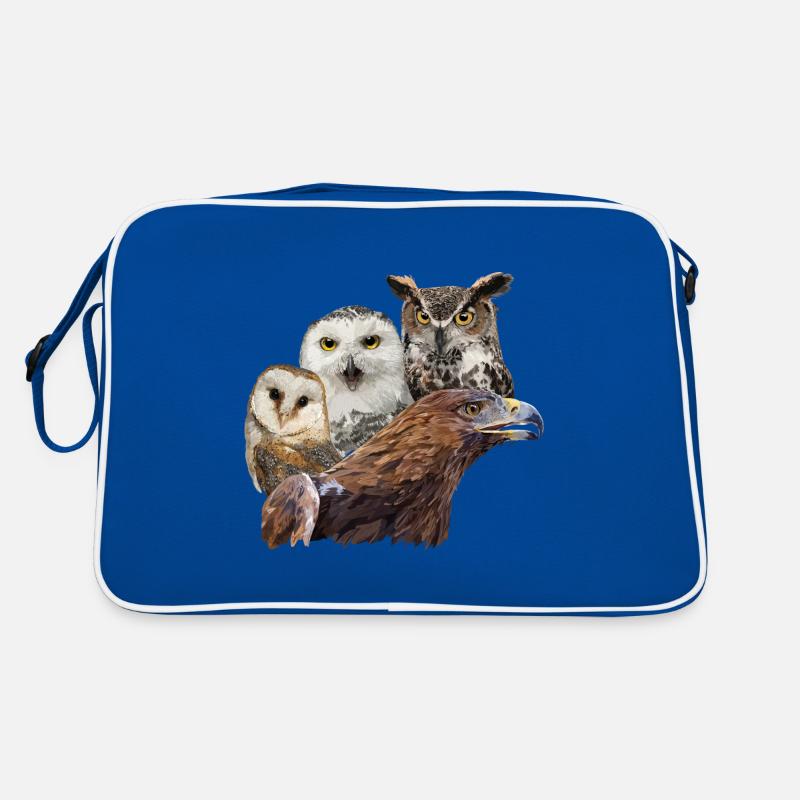 Adler und Eulen - Retro Tasche - Blau/Weiß