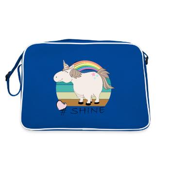 Retro Vintage Unicorn with Saying: Shine - Retro Bag - blue/white - Back