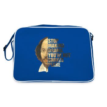 William Shakespeare Stop Making Drama You're Not - Retro Bag - blue/white - Back
