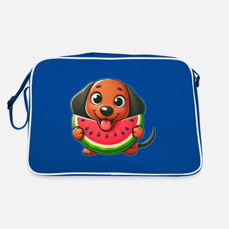 Cool teckel pastèque dessin animé bande dessinée d’été Sac Retro