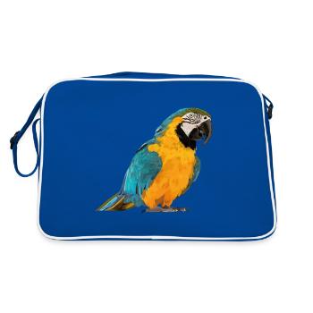 blue and yellow macaw - Retro Bag - blue/white - Back