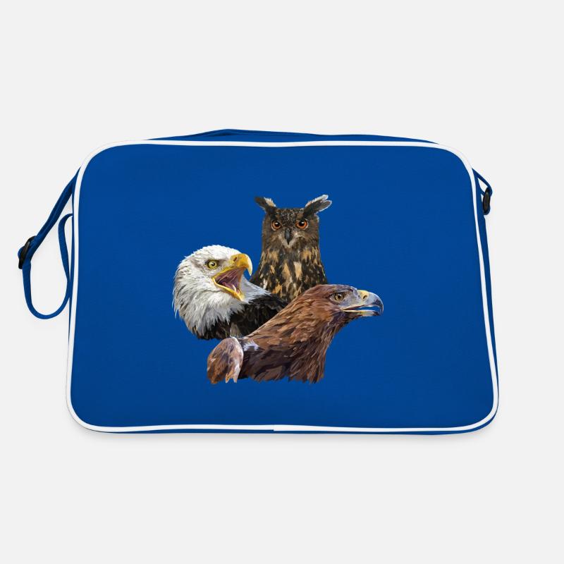 Eule und Adler - Retro Tasche - Blau/Weiß