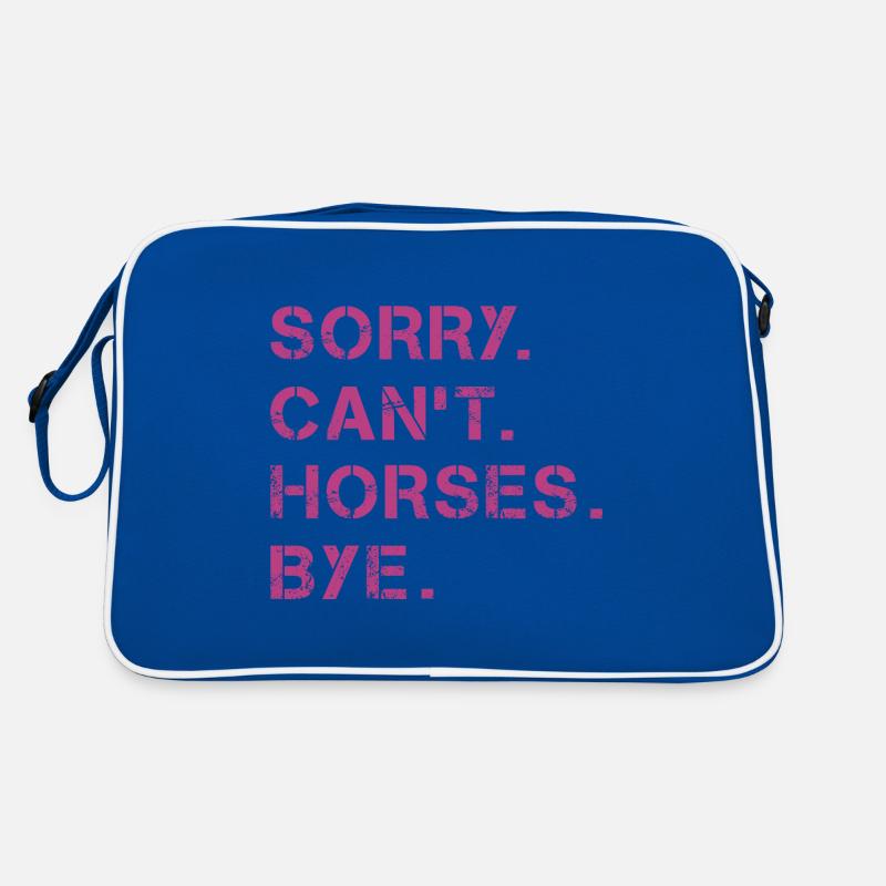 Sorry Can't Horses Bye Pferd Reiterin Geschenkidee - Retro Tasche - Blau/Weiß