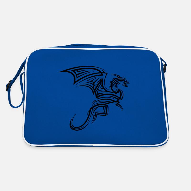 Drache Tribal Tattoo - Retro Tasche - Blau/Weiß