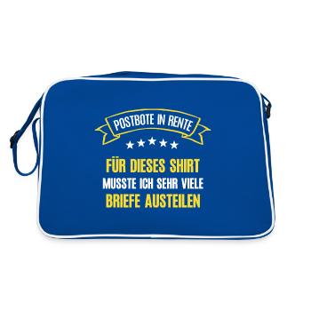 Postbote Rente Rentner Briefträger Ruhestand Bote - Retro Tasche - Blau/Weiß - Hinten
