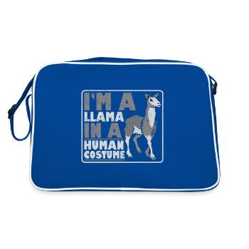 Lama Liebhaber Geschenke Ich bin ein Lama in einem menschlichen Kostüm - Retro Tasche - Blau/Weiß - Hinten