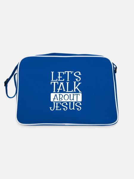 Christian Humor Let's Talk About Jesus Christian - Retro Bag - blue/white - Back