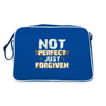 Not Perfect Just Foregiven Christian Gift Idea - Retro Bag - blue/white - Back