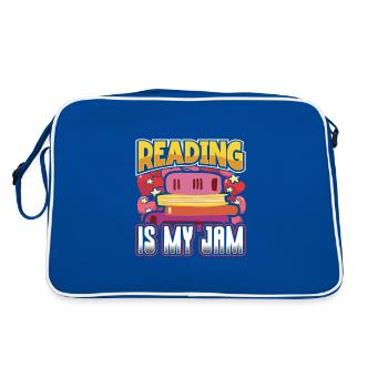 Reading is My Jam Fun Book Lover Gift - Retro Bag - blue/white - Back