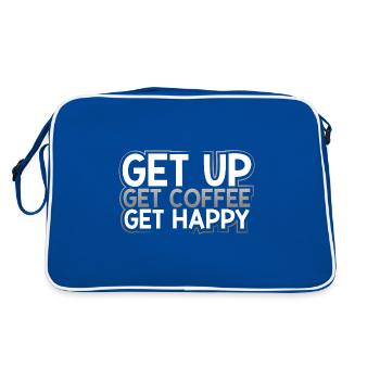 Coffee Addict Gift Get Up Get Coffee Get Happy - Retro Bag - blue/white - Back