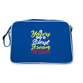 Kaffee Trinker Geschenk Gähne ist Schrei nach Kaffee - Retro Tasche - Blau/Weiß - Hinten