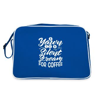 Kaffee Trinker Geschenk Gähne ist Schrei nach Kaffee - Retro Tasche - Blau/Weiß - Hinten