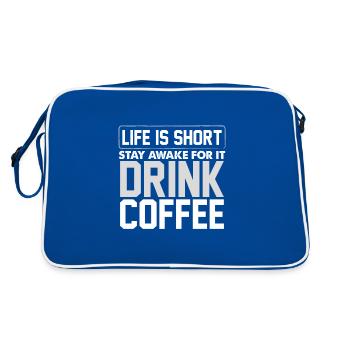 Coffee Drinker Gift Ideas Life is Short Stay - Retro Bag - blue/white - Back