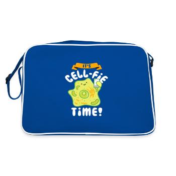 Handy Humor Es ist Cell Fie Zeit Selfie Geschenk - Retro Tasche - Blau/Weiß - Hinten