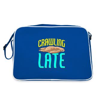 Faultier Krabbeln Spät Lustiges Sarkastisches Faultier - Retro Tasche - Blau/Weiß - Hinten