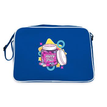 Coloré et amusant Happy Pills Sarcasme Humour Cadeau - Sac Retro - bleu/blanc - Dos