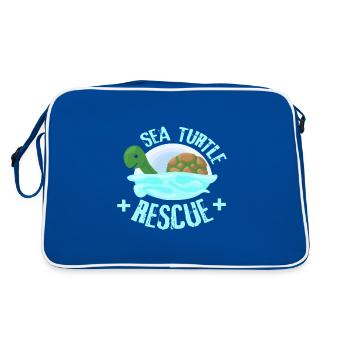 Cadeau d’amoureux de tortue mignon Cadeau de tortue de mer - Sac Retro - bleu/blanc - Dos