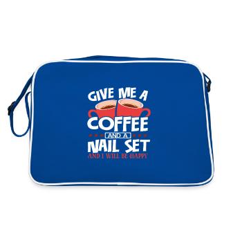 Cadeau de travail du bois Donnez-moi un ensemble de café et d’ongles - Sac Retro - bleu/blanc - Dos