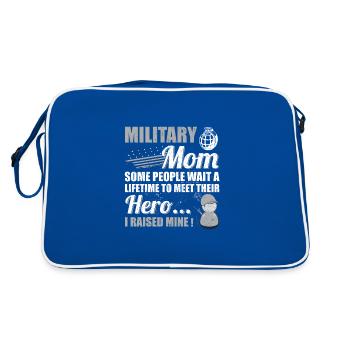 Cadeau de maman militaire élevé mon héros fière maman de - Sac Retro - bleu/blanc - Dos