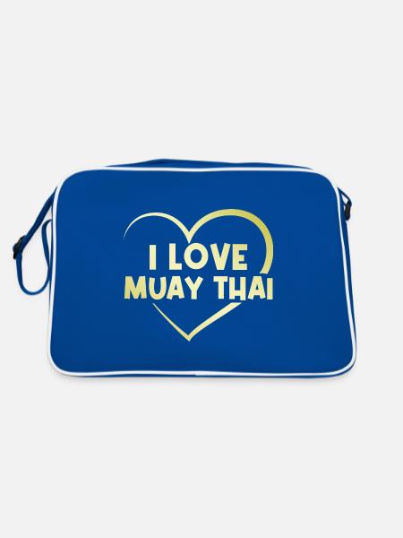 Ich liebe Muay Thai Herz - Retro Tasche - Blau/Weiß - Hinten