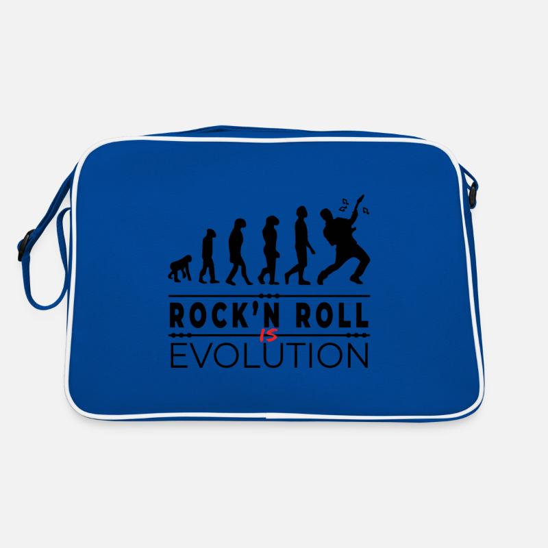 Rock'n Roll ist Evolution - Rock Humor Botschaft - Retro Tasche - Blau/Weiß