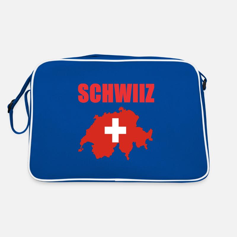 Schweiz Design - Retro Tasche - Blau/Weiß