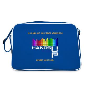 Hands Up Musik Dancecore Techno Geschenke - Retro Tasche - Blau/Weiß - Hinten