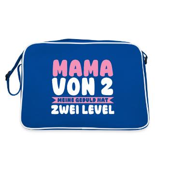 Mama Von 2 Kindern - Retro Tasche - Blau/Weiß - Hinten