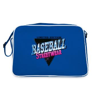 Baseball Sports Font Vintage Retro Streetwear - Retro Bag - blue/white - Back
