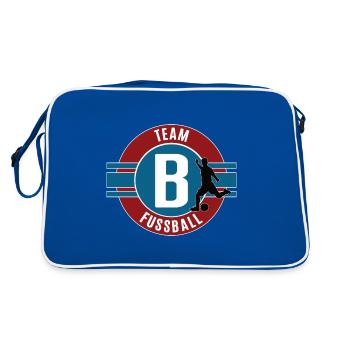 Fussball Team B Fussballteam Fußball Mannschaft - Retro Tasche - Blau/Weiß - Hinten