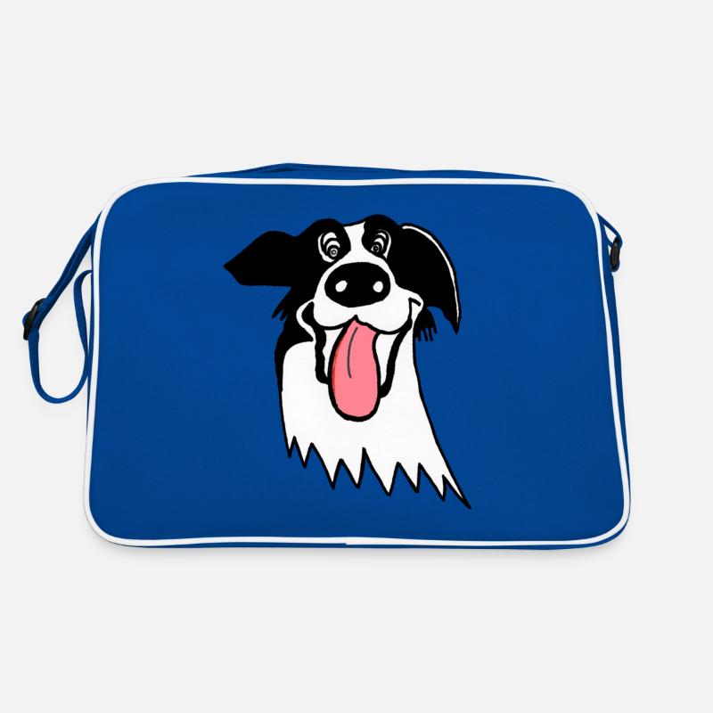 Netter Border Collie - Retro Tasche - Blau/Weiß