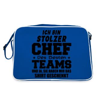 Stolzer Chef Des Besten Teams Shirt Geschenkt Fun - Retro Tasche - Blau/Weiß - Hinten