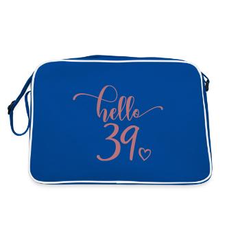 Hello 39 - Cadeau mignon de 39e anniversaire pour femmes - Sac Retro - bleu/blanc - Dos