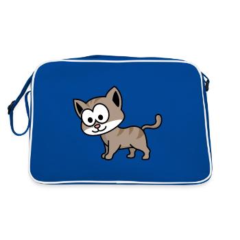 Cat Comic Animal - Retro Bag - blue/white - Back