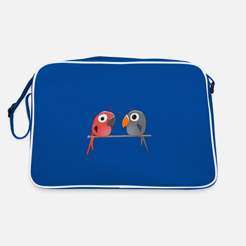 Zwei Turteltauben - Retro Tasche - Blau/Weiß