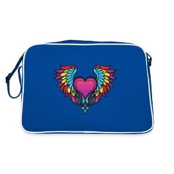 Coeur, Ailes, Ange, Amour - Sac Retro - bleu/blanc - Dos