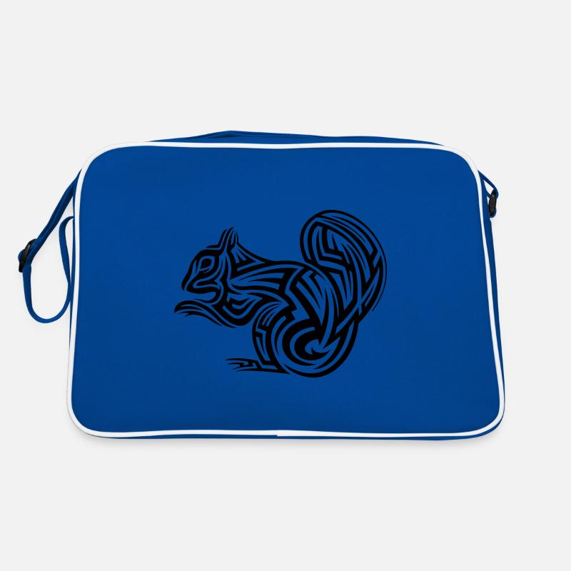 Eichhörnchen Tribal Tattoo - Retro Tasche - Blau/Weiß