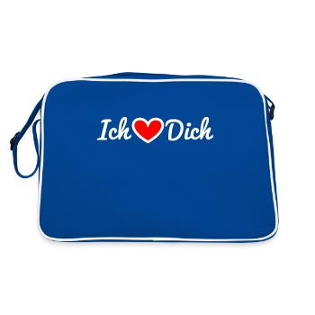 Ich liebe dich - Retro Tasche - Blau/Weiß - Hinten