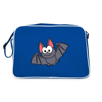 Fledermaus Comic Tier - Retro Tasche - Blau/Weiß - Hinten