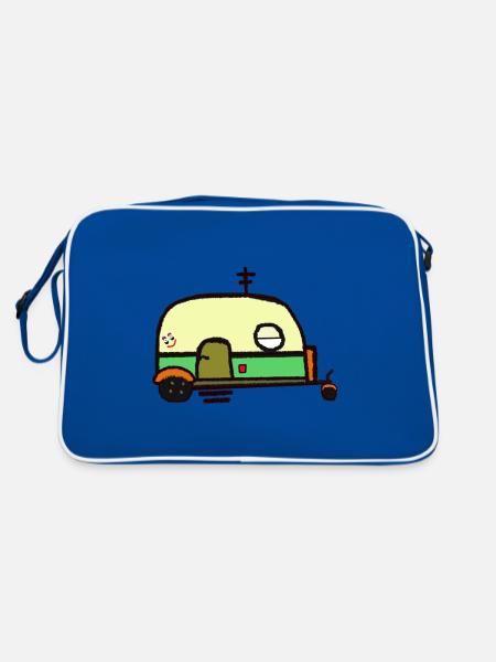 Caravane Camping-car Caravane Vacances Camping Tour - Sac Retro - bleu/blanc - Dos