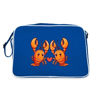 Homard Couple Amoureux Cancer Animal Saint Valentin - Sac Retro - bleu/blanc - Dos