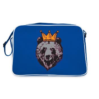 Roi ours avec couronne, grizzly, panda, idée cadeau - Sac Retro - bleu/blanc - Dos