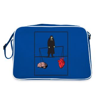 Herz und Hirn in Balance - Retro Tasche - Blau/Weiß - Hinten