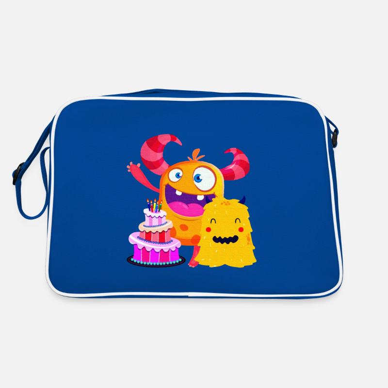 Lustige Geburtstagsfeier kleinen Monster freunden Retro Tasche