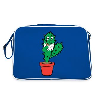 Cactus drôle rase sa barbe - Sac Retro - bleu/blanc - Dos