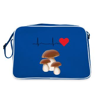 Porcini Mushrooms pick mushroom picker mushroom - Retro Bag - blue/white - Back