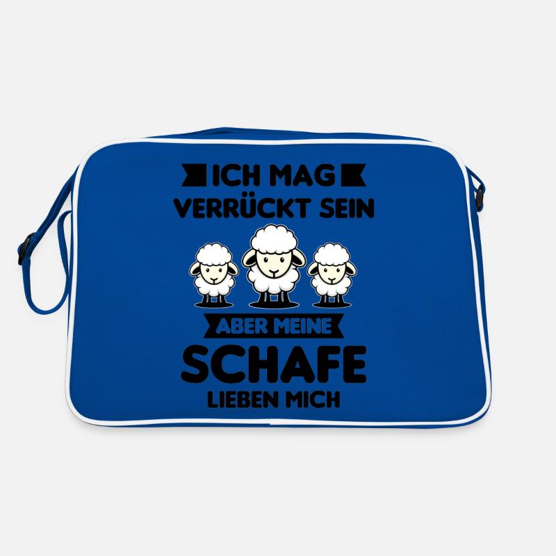 Schäfer Schaf Schafe Hirte Spruch Geschenk - Retro Tasche - Blau/Weiß