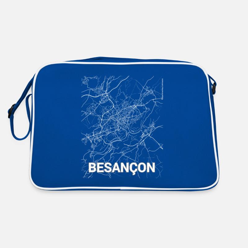 Plan de la ville de Besançon et rues - Sac Retro - bleu/blanc